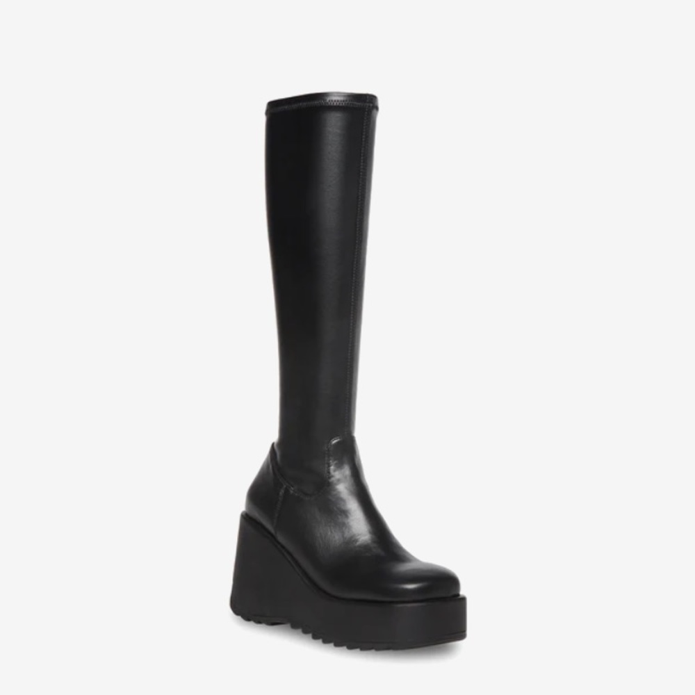 Steve Madden Black Platform Wedge Knee Boots - Picture 2 of 16